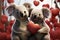 Adorable 3D koalas in love, hearts floating above in joy