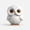 Adorable 3d Owl Logo In Monochromatic White - Cute Toy Sculpture Illustration