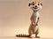 Adorable 3d rendered cute happy smiling and joyful meerkat standing on hind legs cartoon character