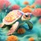 adorable 3D style sea turtle crafted with generative AI - a captivating marine creation