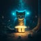 adorable alien cat at night with a ufo GENERATIVE AI, GENERATIVE, AI