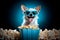 Adorable and animated Chihuahua ready for a home movie session, Generative AI