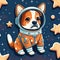 Adorable Astronaut Dog Pattern for Kids\\\' Room Decor.
