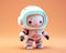 an adorable astronaut model in soft pastels.