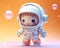 an adorable astronaut model in soft pastels.