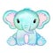 Adorable Baby Blue Watercolor Elephant