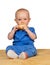 Adorable baby eating a bun