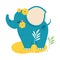 Adorable baby elephant. Side view of lovely safari animal cartoon vector illustration