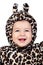 Adorable baby girl with leopard costume