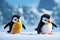 Adorable baby penguin cartoon, with a cheerful expression and cheerful colors