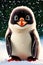 Adorable baby penguin cartoon, with a cheerful expression and cheerful colors