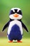Adorable baby penguin in cartoon style, having fun and exploring nature