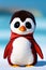 Adorable baby penguin in cartoon style, having fun and exploring nature