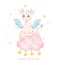 Adorable baby pink dragon standing on fluffy cloud sweet dragon watercolour, whimsical children animal nursery illustration