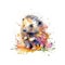 Adorable Baby Porcupine in a Colorful Flower Field Art Print. Perfect for Nursery Decor.