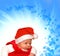 Adorable baby in Santa suit