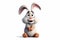 Adorable Bashful Bunny Cartoon Character on Transparent Background. AI