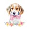 Adorable Beagle Puppy in Pastel Headband: A Delightful Addition to Your Designs AI Generated