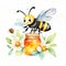 Adorable Bee and Honey Watercolor Clip Art