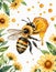 Adorable Bee and Honey Watercolor Clip Art