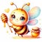 Adorable Bee and Honey Watercolor Clip Art