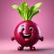 Adorable Beetroot: 3D Render of a Cute Beetroot Isolated Against a Solid Background