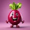 Adorable Beetroot: 3D Render of a Cute Beetroot Isolated Against a Solid Background