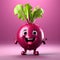 Adorable Beetroot: 3D Render of a Cute Beetroot Isolated Against a Solid Background