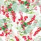 Adorable berry seamless pattern. Combination of garden redcurrant, watercolor and fine graphics.