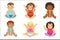 Adorable Big-Eyed Babies Sitting And Smiling, Set Of Cartoon Happy Infant Characters