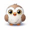 Adorable Bird Plush Toy With Button Eyes - Vector Contour Style