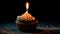 Adorable birthday cupcake with a lone candle, a delightful treat for the occasion