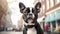 Adorable Boston Terrier Dog on White Background AI Generated