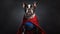 Adorable Boston Terrier in a Superhero Cape. Generative AI