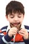 Adorable Boy Eating Cookies