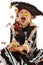 Adorable boy in pirate costume