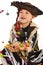 Adorable boy in pirate costume