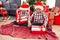 Adorable boys celebrating christmas holding gift at home