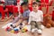 Adorable boys smiling confident celebrating christmas at home