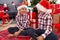 Adorable boys smiling confident celebrating christmas at home