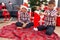 Adorable boys smiling confident celebrating christmas at home