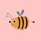Adorable bumblebee hand drawn vector illustration. Isolated funny honey bee in flat style for kids.
