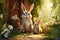 Adorable bunny family enjoying a day of