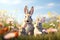 Adorable bunny family enjoying a sunny day in a