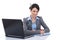 Adorable business woman working at her desk