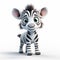 Adorable Cartoon 3d Zebra With Psychological Depth