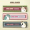 Adorable cartoon animal banner collection set