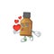An adorable cartoon design of syrup cure bottle holding heart