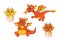 Adorable Cartoon Dragons With Vibrant Red And Yellow Scales, Sparkling Eyes, Fire And Friendly Expressions