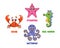 Adorable Cartoon Marine Characters. Cute Crab, Funny Starfish, Charming Seahorse, And Playful Octopus Personages